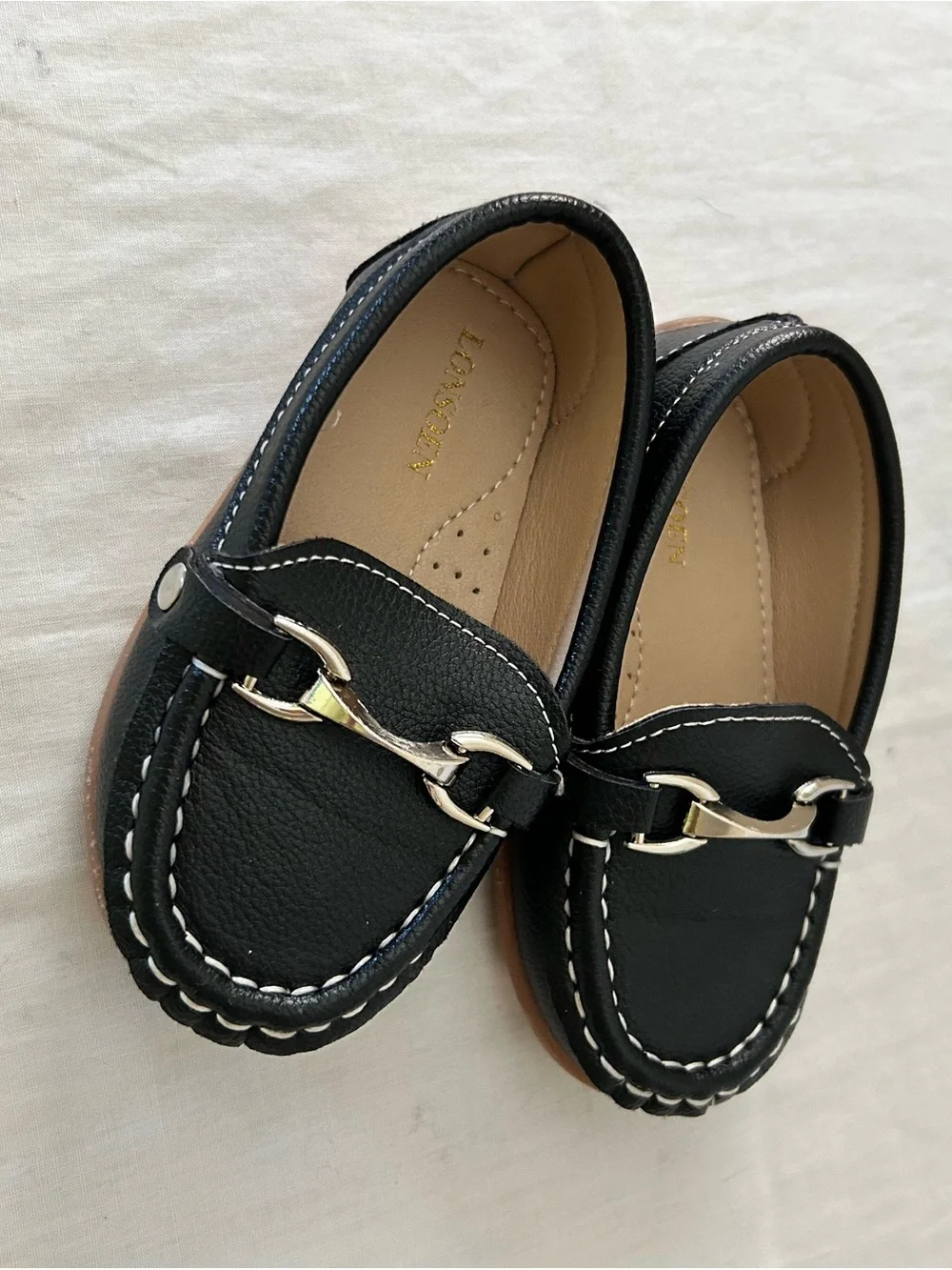Lonsoen Toddler Boys Black Horsebit Loafers Size 23 (US Size 7) NWOT